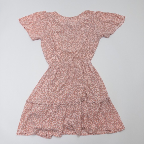 Abercrombie & Fitch Peach White Mini Dress Women's Small Tie Neck - Picture 16 of 16